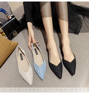 2021 large size women summer black casual flat shoes women flat heel ballet pointed toe slip on female ballerina casual loafers