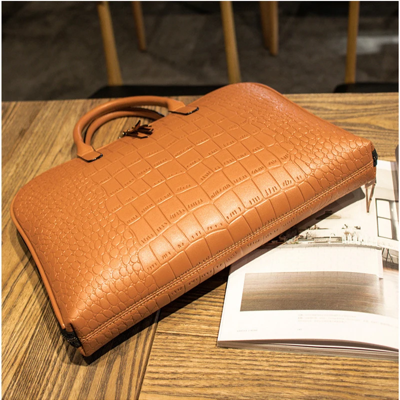 

Fashion Female Leather Shoulder Laptop Bag Women 15.6 16 Waterproof Briefcases 13.3 14 15 Bags For Xiaomi Macbook Air 13 Handbag