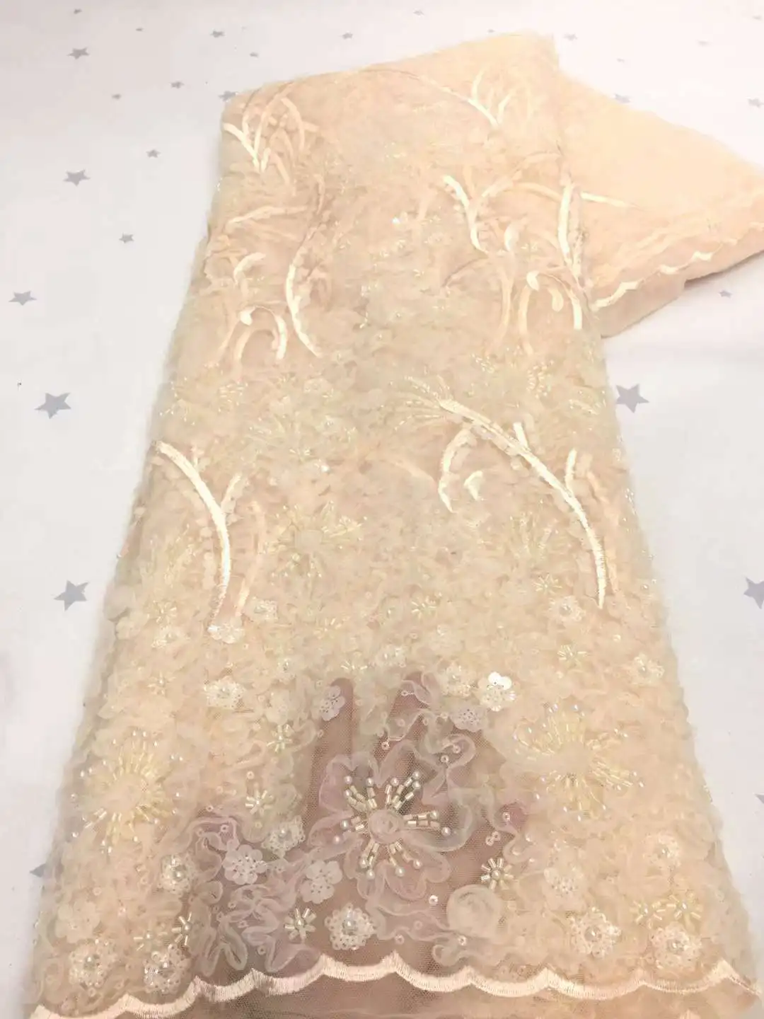 

2021 высококачественный дизайн с 3D кружевной вышивкой ткани с красочными бусинами французское искусственное свадебное платье вечерние платья