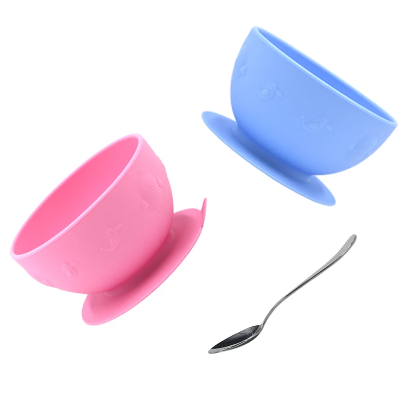 

Children's Cartoon Silicone Suction Bowl with Stainless Steel Spoon Set Safe Drop And Fall Free of BPA