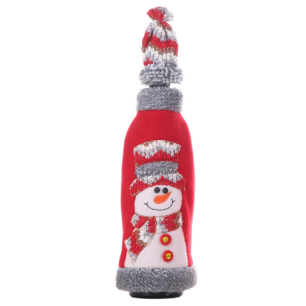 

2020 Christmas Red Wine Bottle Covers Christmas Gray Flannel Edging Hood Red Wine Bottle Sleeve Wine Bag Christmas Ornaments
