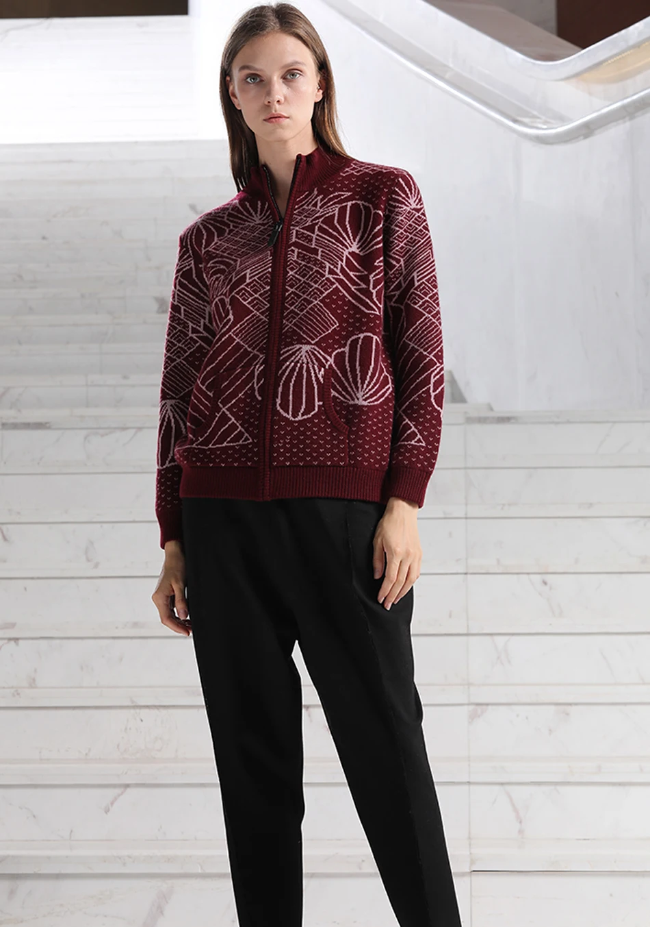 RONGFANGZI Inner Mongolian Cashmere Sweater Women Cardigan Zip Pockets Ribbed Collar Cuffs Hem Winter Thick 12 Gauge Knit Slava