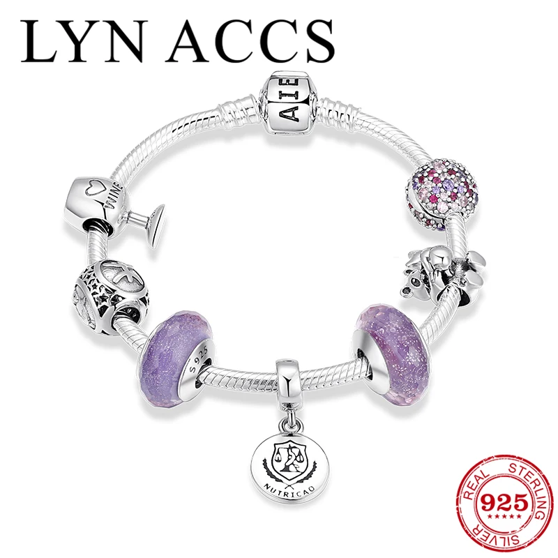 Аутентичные 925 Браслеты стерлингового серебра браслет женские европейские Из