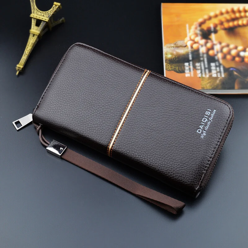 

New Men'S Long Wallet Fashion Zipper Business Wallet New Casual Clutch Large Capacity Wallet Mobile Phone Bag For Male