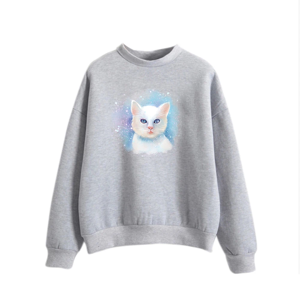

Cartoon Cat 100%cotton Fleece Hooded Sweatshirts 2021 Winter Women Harakuju Cute Hoodies Long Sleeve Kawaii Pullover Tracksuits