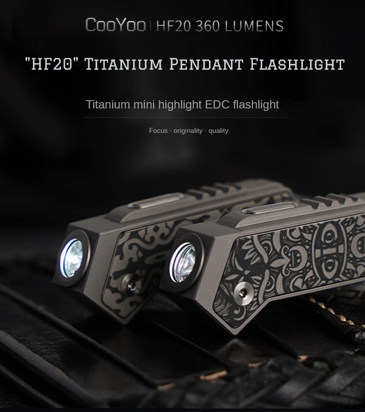 

Cooyoo Stealth Flash HF20 Porportable EDC Strong Light Titanium Flashlight USB Rechargeable Mini Coldplay Flashlight