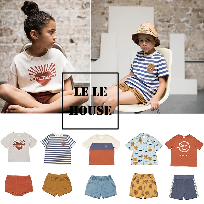 

lele house 2020 Spring and Summer British Style Wyn Series Boys and Girls T-shirts Boys Tops