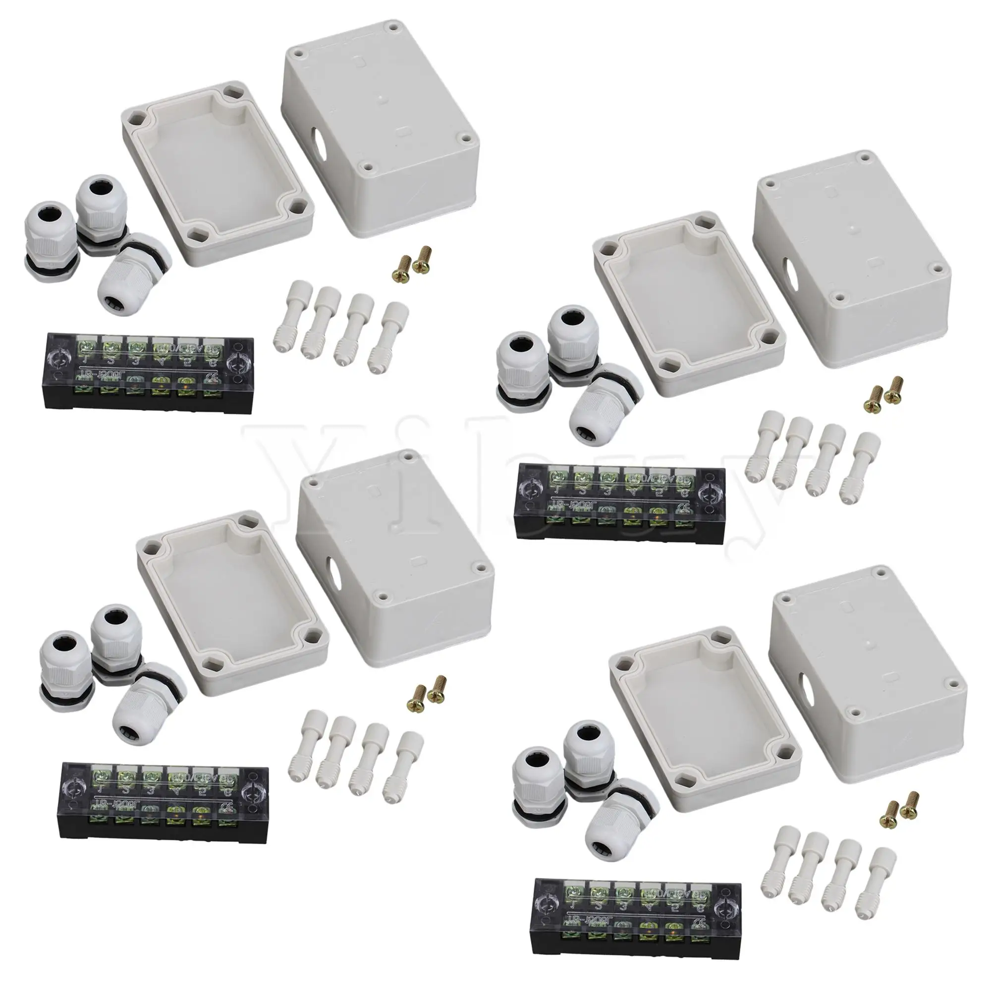 

4Pieces 6 Bit Junction Project Box White 95x65x55mm with PG11 Connectors