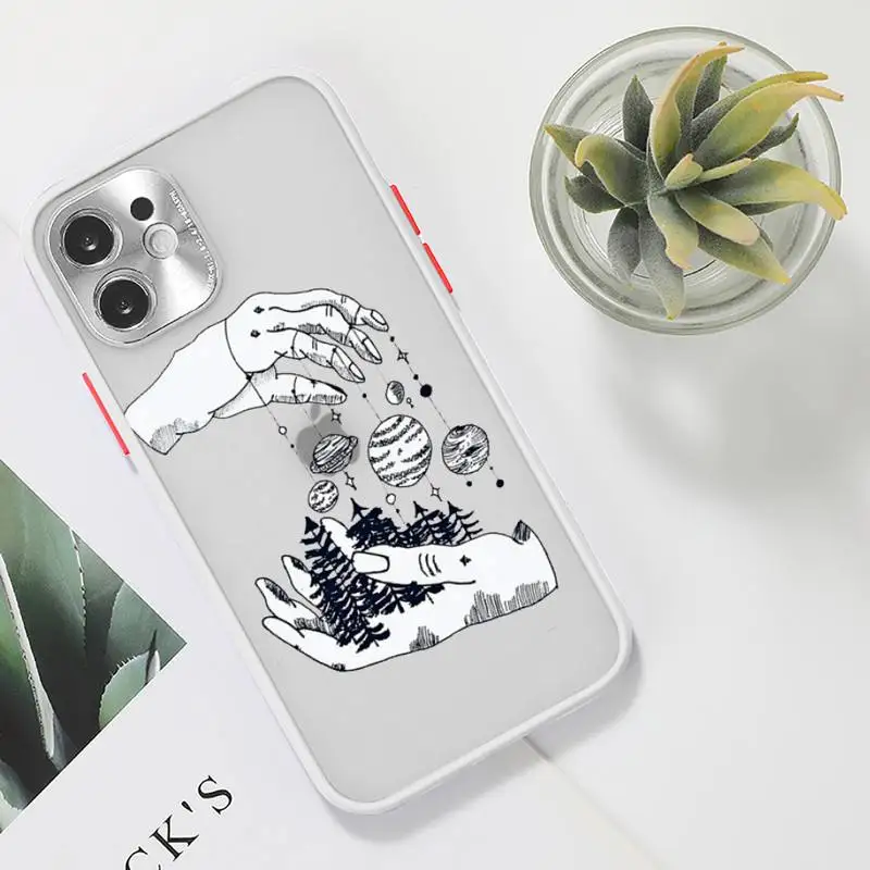 

Sun Universe Tattoo Eye Tattoo Phone Case Clear matte transparent For white iPhone 7 8 x xs xr 11 12 pro plus max mini Funda