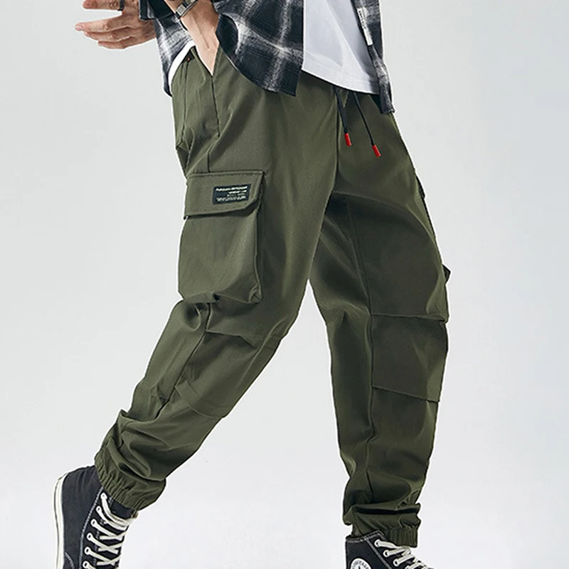 

Men's Side Pockets Cargo Harem Pants 2021 Green Army Hip Hop Casual Male Joggers Trousers Fashion Casual Streetwear Pants 7XL