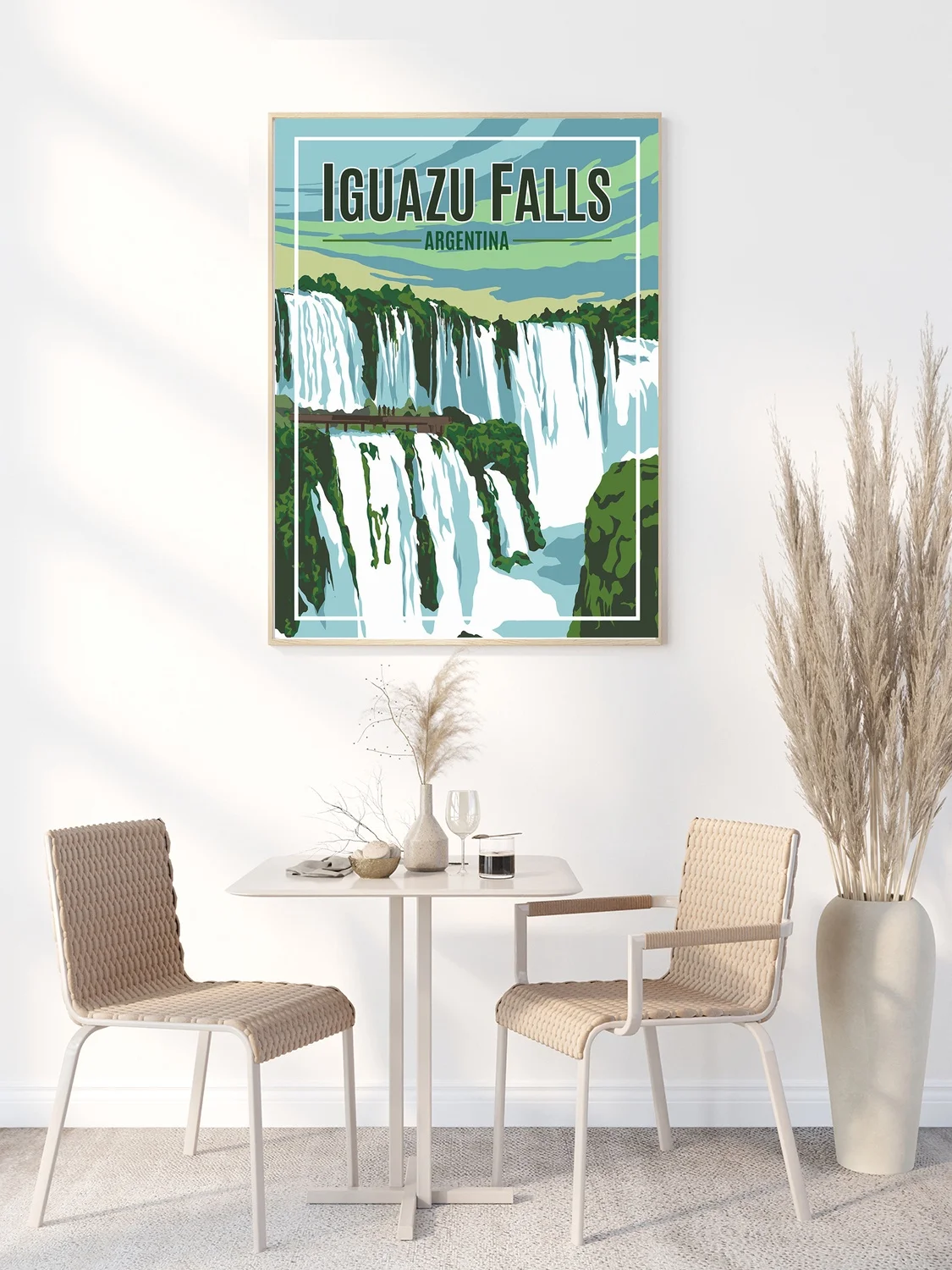 

Винтажный постер для путешествий в Аргентине Iguazu Falls, Картина на холсте, необработанный постер