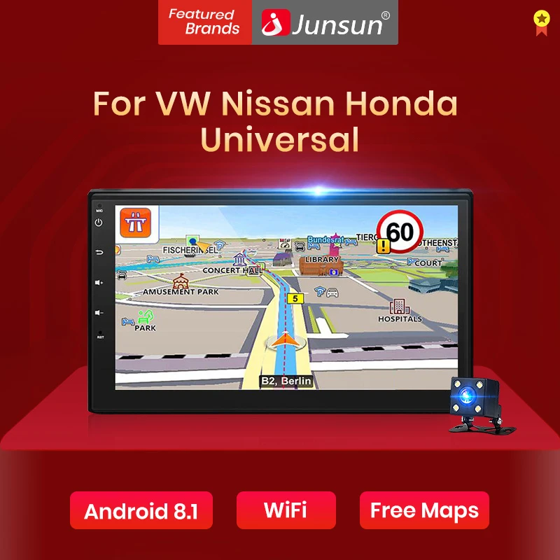 Автомобильный мультимедийный плеер Junsun 7 &quot Android 2 Din DVD радио для Volkswagen Nissan Hyundai Kia