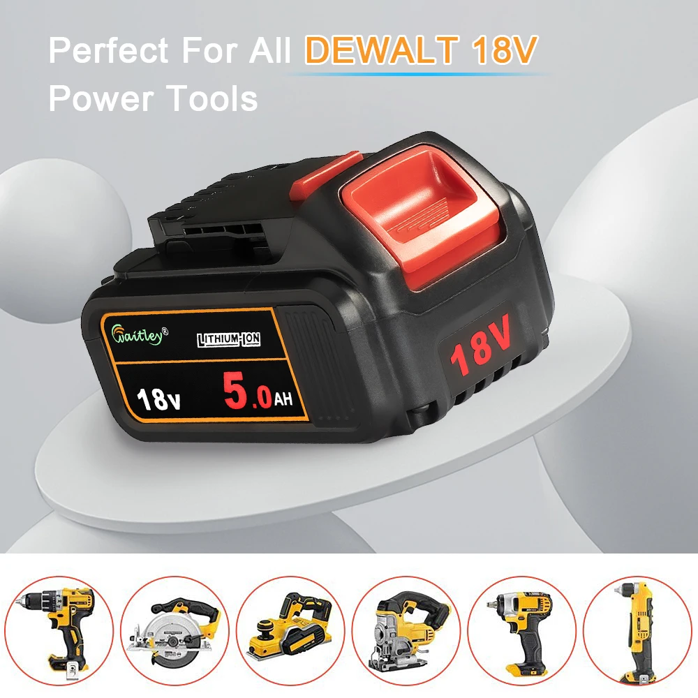 Waitley 18 V 5Ah литиевая батарея для DeWalt электроинструменты DCB184 DCB200 перезаряжаемый