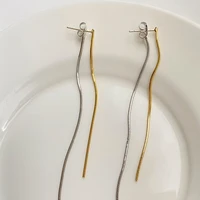 srcoi minimalist 2 tone tassel front back earrings long double row snake bone chain drop earrings for women party special gift