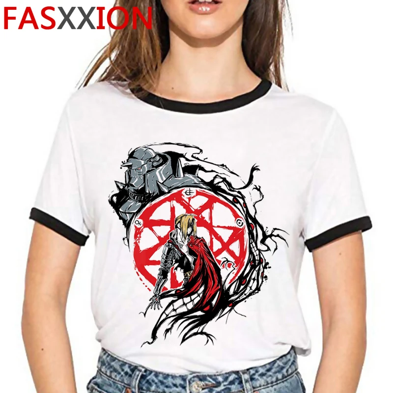 

Стальной футболка с рисунком «Алхимик» топы, футболки, мужская белая футболка с принтом уличная одежда harajuku kawaii одежда для пар