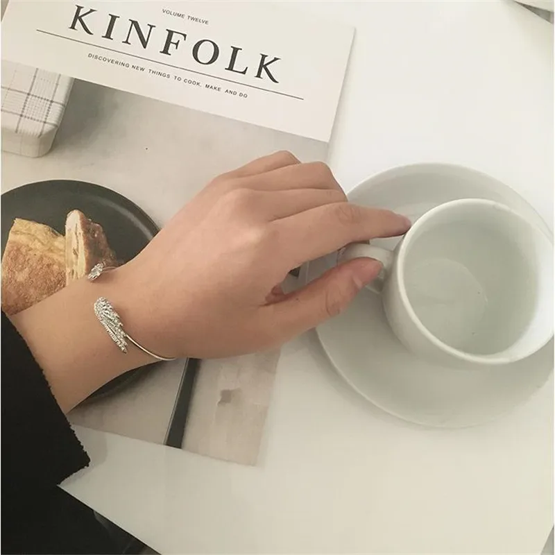 Полностью Кристальные Открытые Браслеты с крыльями ангела для женщин аксессуары