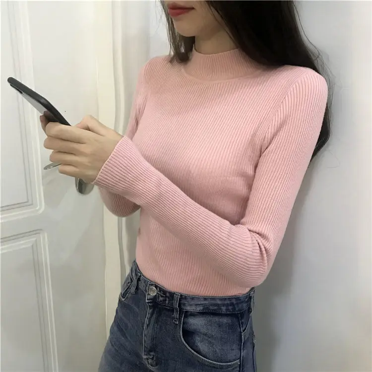 sweater woman Осень-зима, большой размер 3XL, теплый свитер, Женский вязаный пуловер в рубчик, свитер с длинным рукавом, водолазка, тонкий джемпер, мягкий пуловер, Femme - Цвет: sweater woman