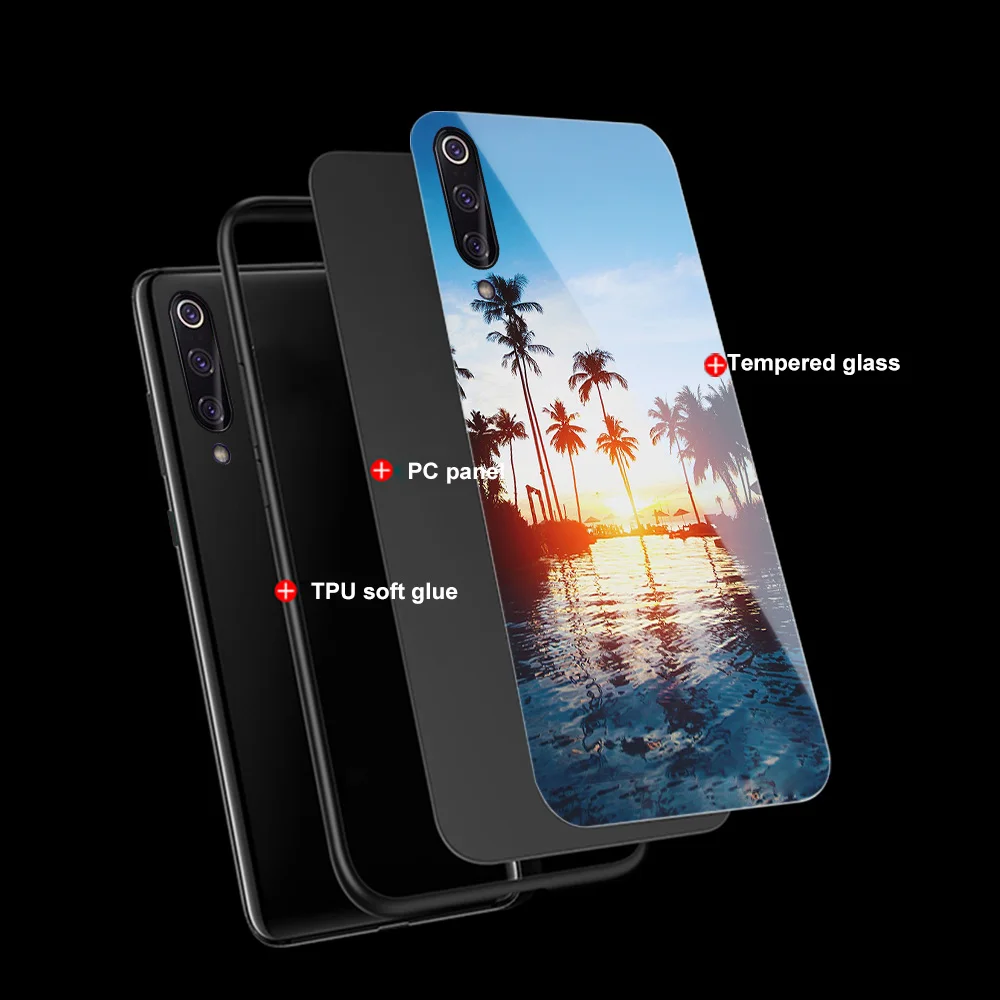 

ciciber Glass Case for Xiaomi Redmi Note 8 9 10X 7 8A 10 9S 8T 9T A3 A2 6X 5X Pro Max Mix 2s Lite F1 Beach Coconut tree Funda