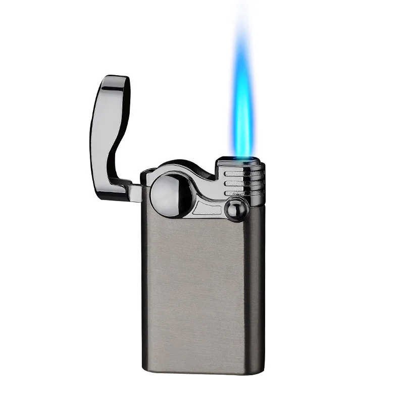 

Custom business metal lighter Men's wind-proof inflatable rocker Blue flame straight to lighter