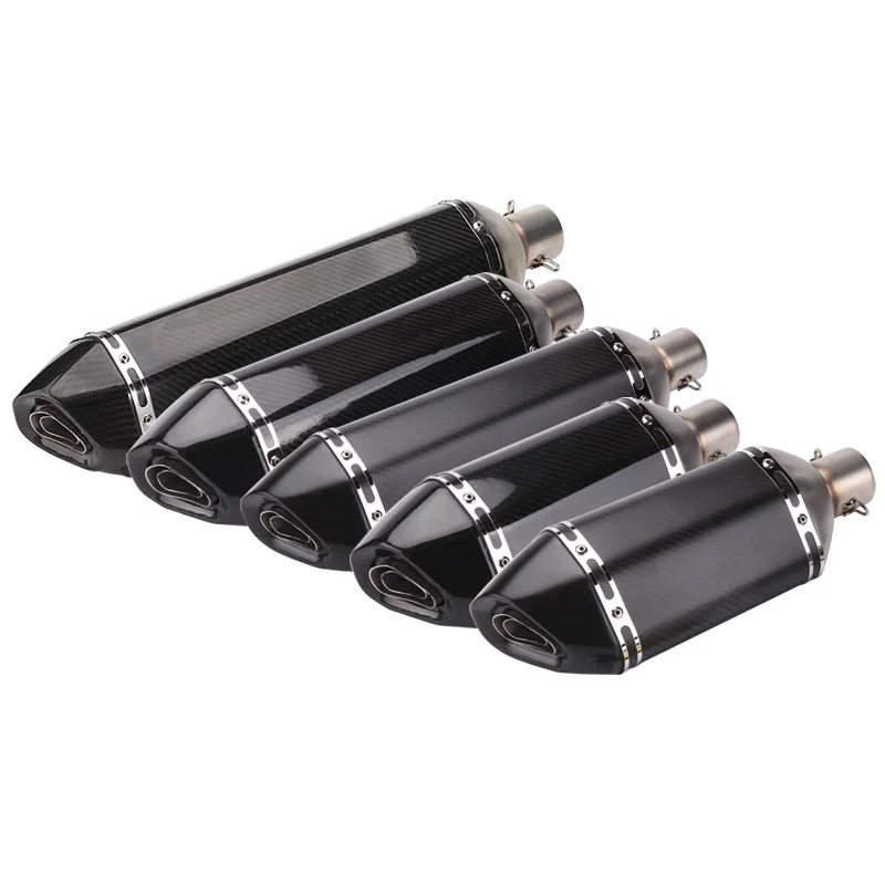 57cm/47cm/37cm Inlet 51mm Motorcycle Exhaust Pipe Muffler Slip On Motorbike Pitbike Scooters Carbon Fiber Escape Moto Universal