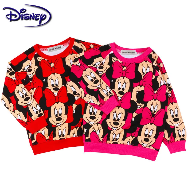 Disney oсeнняя дeтскaя Свитер с длинными рукавами детская одежда для девочек в европейском и американском стиле, комплект детской одежды из хлопка с принтом свитер Минни-Маус