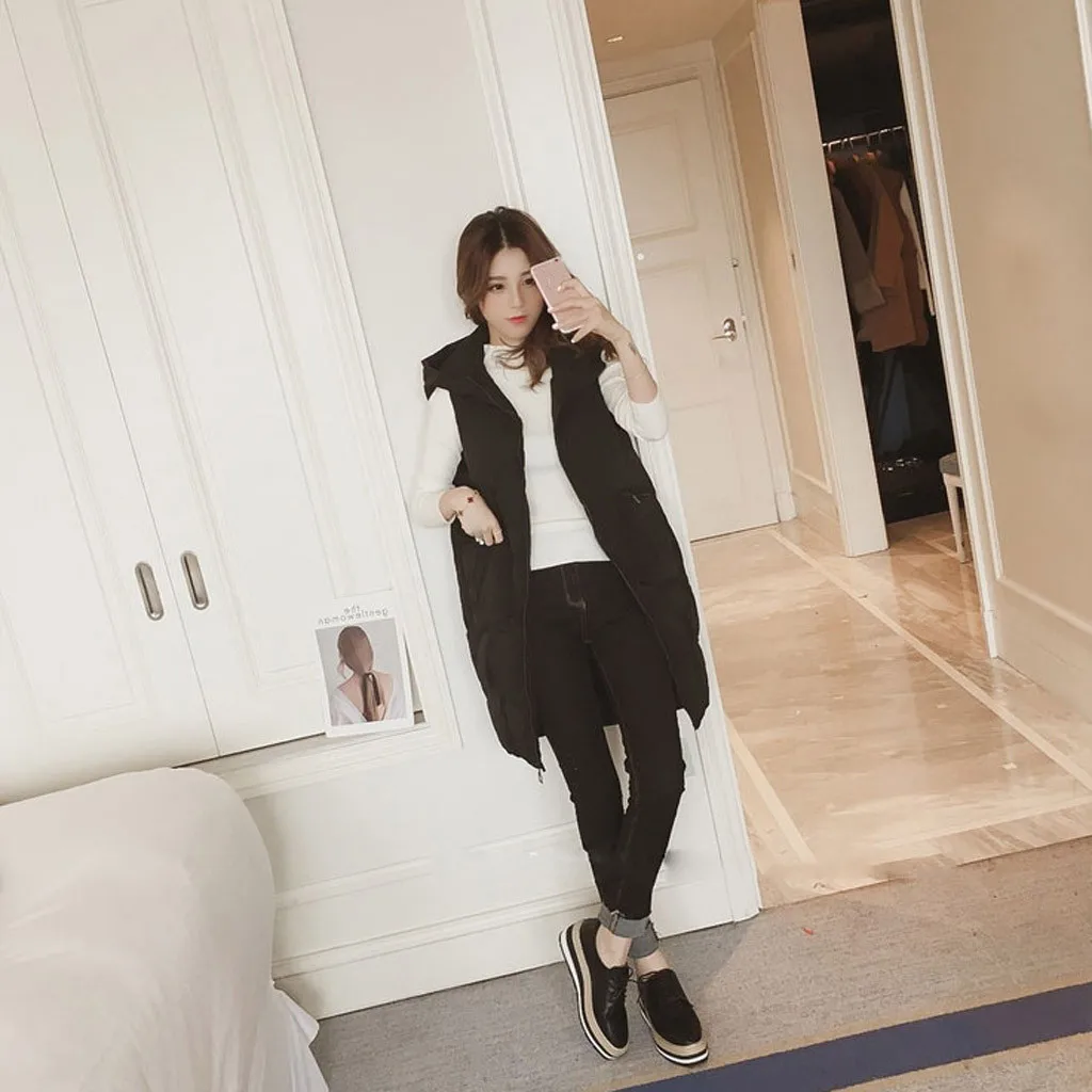 Новинка от JAYCOSIN женский модный длинный жилет с воротником-стойкой повседневный