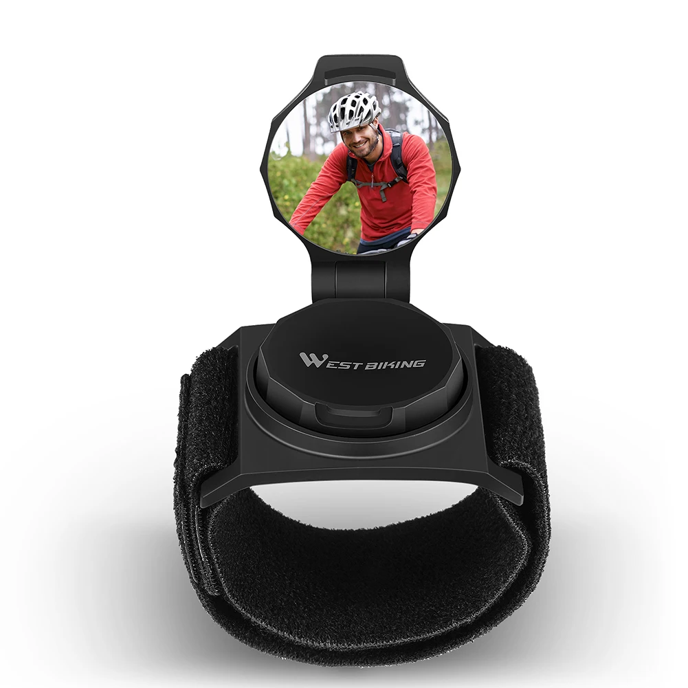

WEST BIKING Bicycle Wrist Rearview Mirror 360 Rotating Safety Rear View Mirror Sight Reflector Adjustable Left Right Mirror