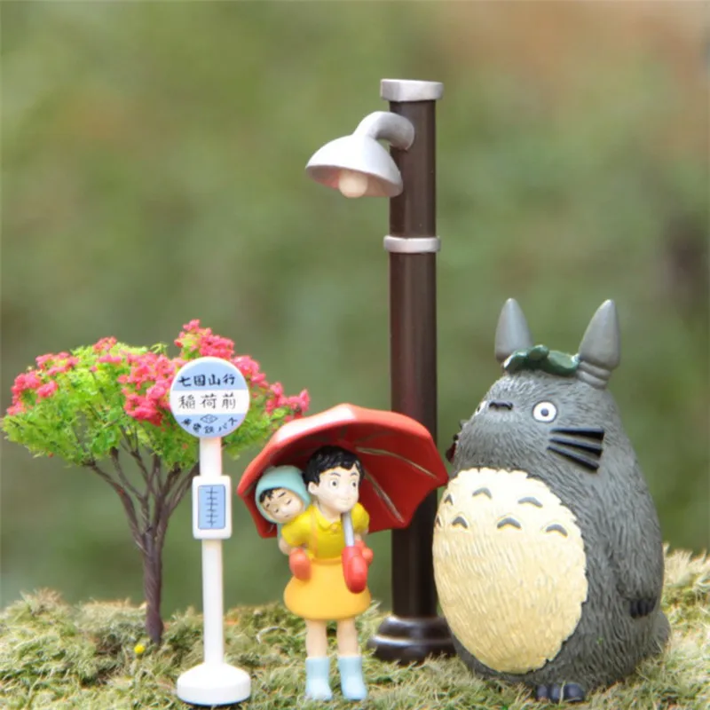4 шт./лот Totoro Umbrella Satsuki Mei Studio ghiсот Игрушка Мой сосед улица лампа автобусная