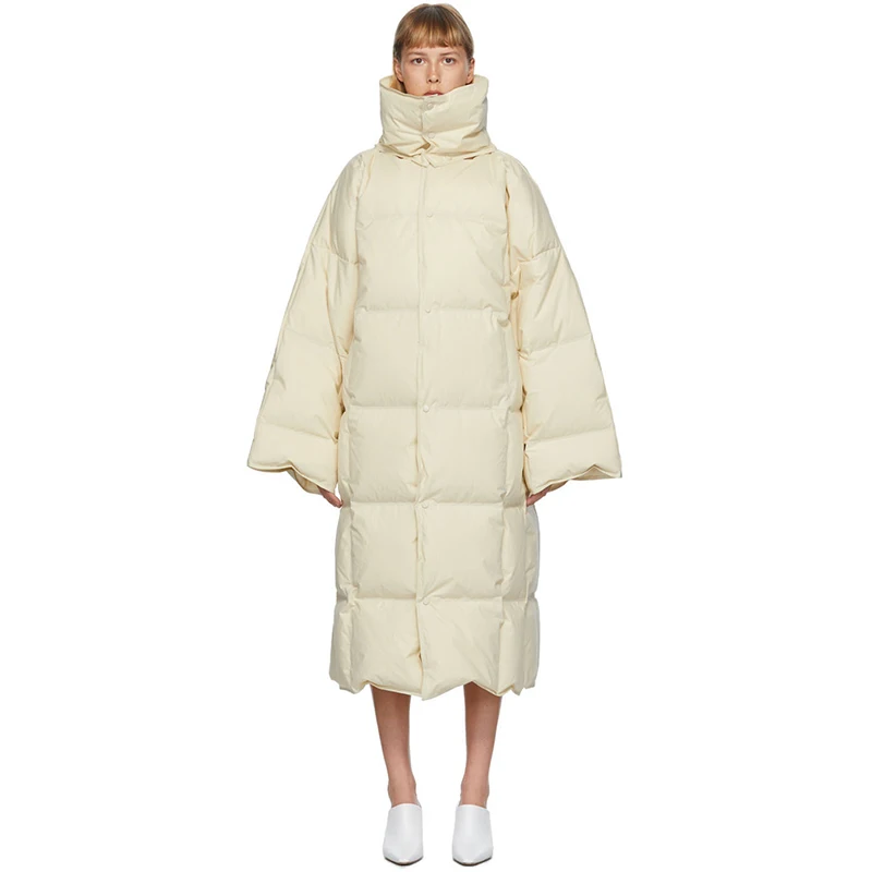 

2021 Winter Women Loose Straight 90% Long White Duck Oversized Down Jacket Female Thick Warm Parkas Down Puffer Jacket Coat
