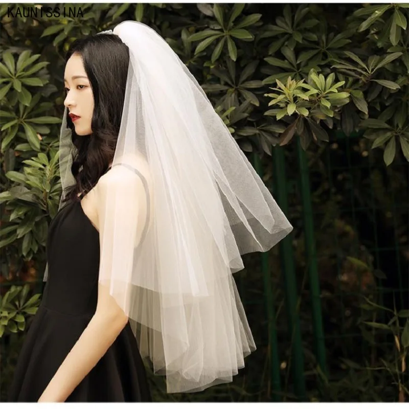 

KAUNISSINA 2 Layers Wedding Veils with Comb Bridal Veils Wedding Accessories