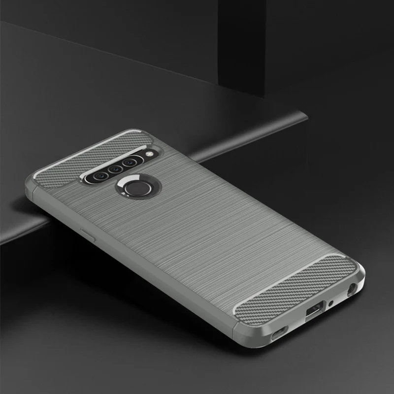 Для LG G8 чехол ThinQ + закаленное стекло мягкий из ТПУ силикон углеродное волокно