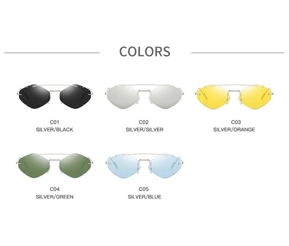 Солнцезащитные очки женские без оправы модные шестиугольные в винтажном стиле