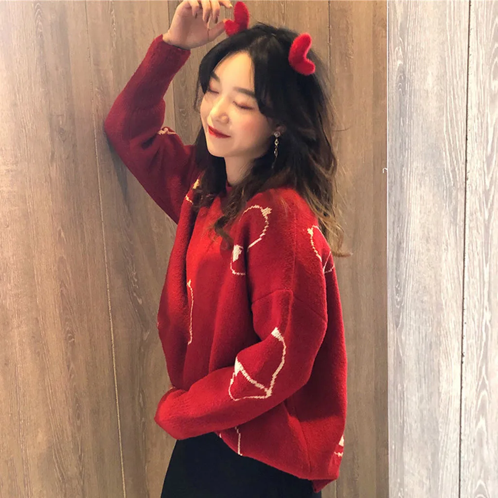 Christmas Women Sweater Santa Claus Reindeer Printed O-neck Long Sleeve Women Pullovers Winter Jumpers Knitwear Sweater
