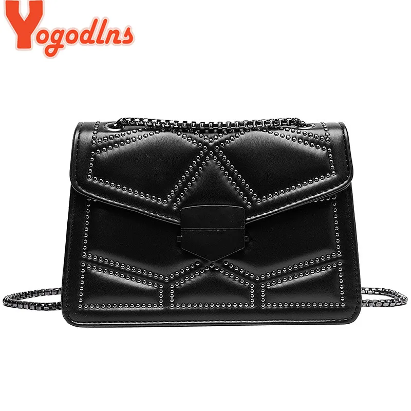 Роскошные маленькие сумки через плечо Yogodlns с заклепками и цепочкой для женщин