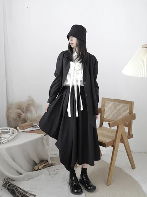 Асимметричная юбка в стиле Ямамото дизайнерская длиной средней длины|Женские