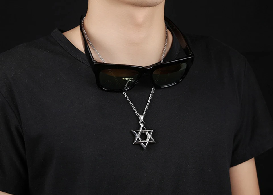 Ожерелье с шестиконечными звездами для мужчин Классическая цепь из титановой