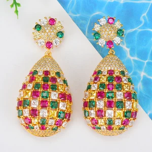 GODKI Jimbora 2019 Trendy Statement Waterdrop Shiny Earring Jewelry for Women Top Clear Cubic Zirconia Bridal Wedding Jewelry