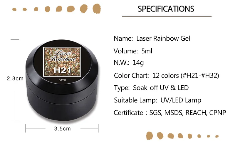 VENALISA Nail Art Semi Permanent UV Lacquer Hybrid Varnishes Laser Rainbow Glitter Platinum Paint Enamel Gel Polish | Красота и