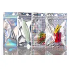 100 шт. полупрозрачная голограмма серебряная фольга с замком на молнии сумка Лазерная капсула Ювелирная Косметика Тени для век Пудра для ногтей губные помады мешочки