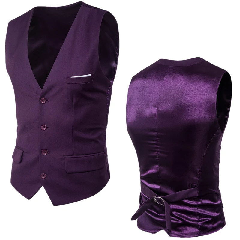 

Purple Suit Vest Men 2022 Spring New Slim Fit Sleeveless Vest Waistcoat Mens Formal Business Wedding Dress Vests Chaleco Hombre