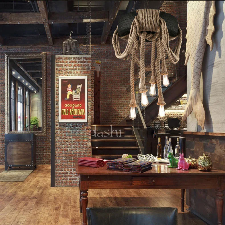 Винтажная американская кантри пеньковая веревка подвеска в форме шины подвесные