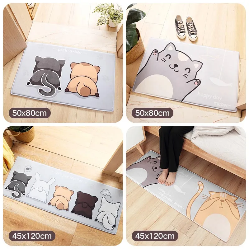 Кошачий дизайн мультяшный кухонный коврик противоскользящий длинный для