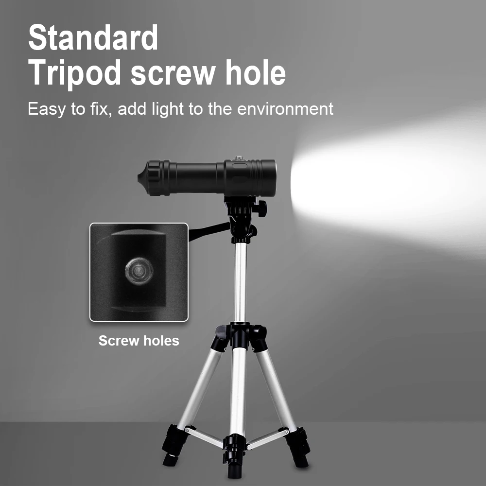 

100M diving led flashlight Underwater lamp rechargeable xm l2 18650 or 26650 flashlights torch waterproof strong 4 modes lights