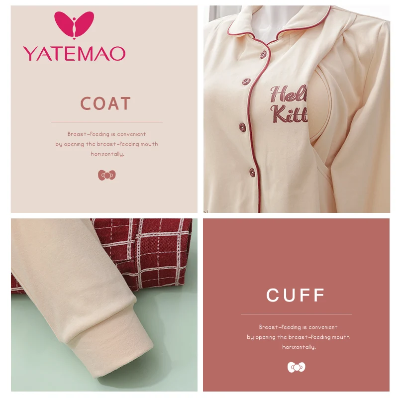 YATEMAO 2 шт./компл. по беременности и родам пижамы одежда для сна кормящих беременных