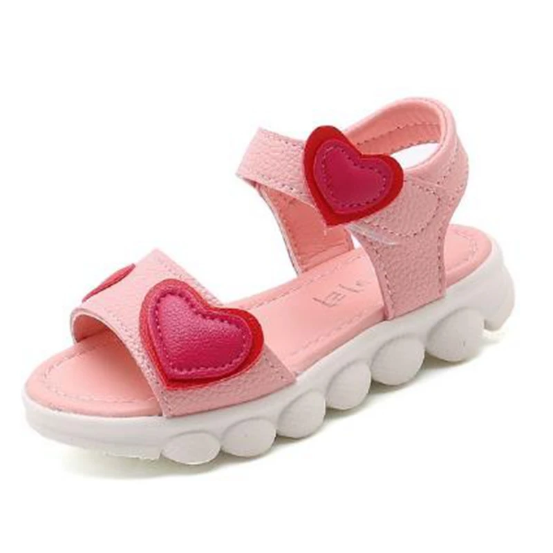 Детские сандалии с открытым носком для девочек повседневные босоножки розового