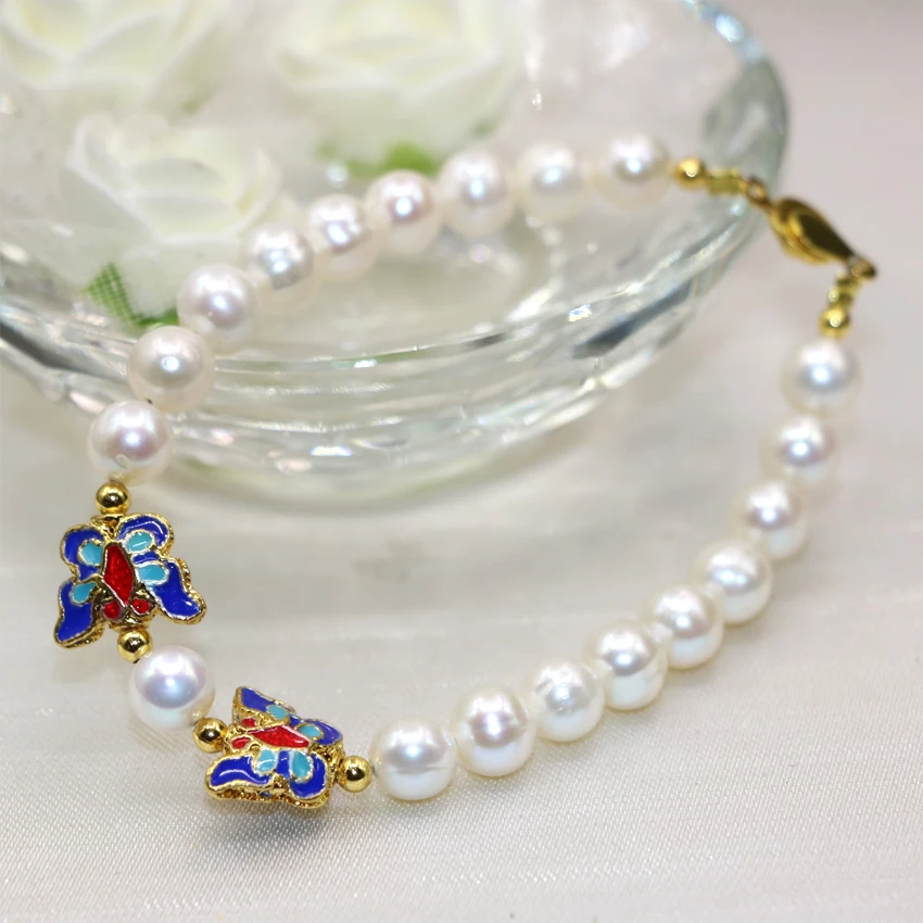 

Браслет женский круглый из бусин 8-9 мм, с натуральным жемчугом