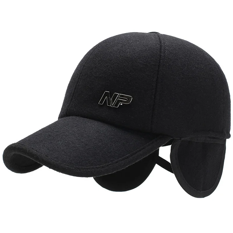 Новинка Осень зима 2019 однотонная шерстяная бейсболка мужские наушники бархатные