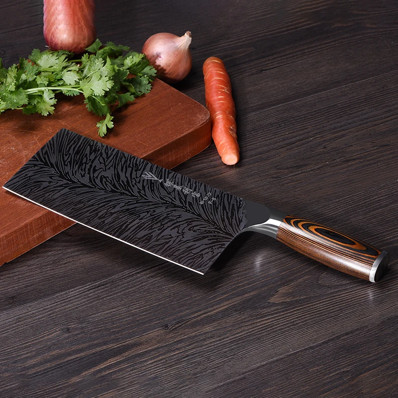

Chinese Chef Knife Blade easy To Cut Meat Fish Dish non-slip Color Wood Handle Handmade Knife Kitchen Couteau Kitchen knife