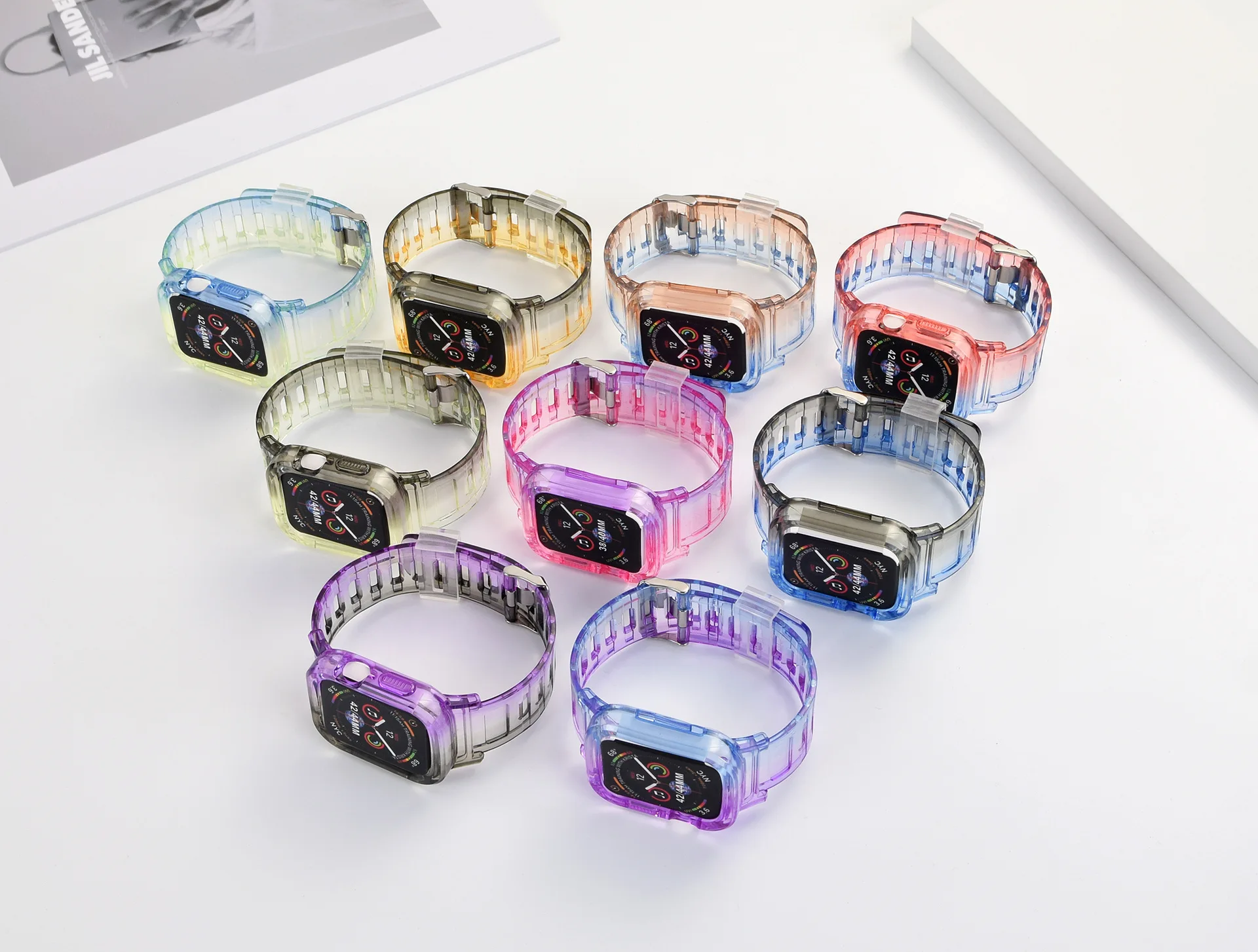 

Чехол и ремешок для Apple Watch 6 5 4 band 42 мм 38 мм, прозрачный соединенный браслет correa для iwatch series 3/2 44 мм 40 мм, ремешок