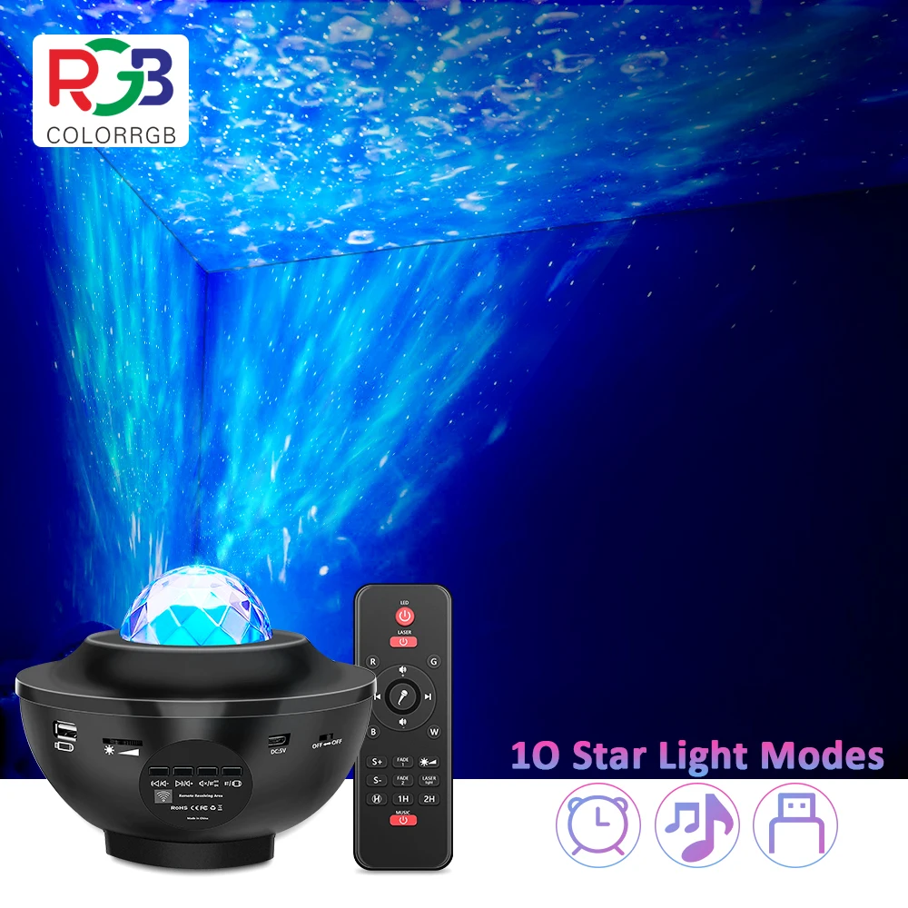 USB светодиодный Звездный музыкальный водяной волновой проектор с Bluetooth звуковой